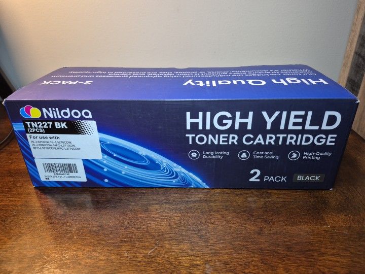 Nildoa High Yield Replacement Toner Cartridge For Brother TN227 , Black, 2 Pack,