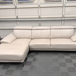 Light Gray Leather Sectional Couch