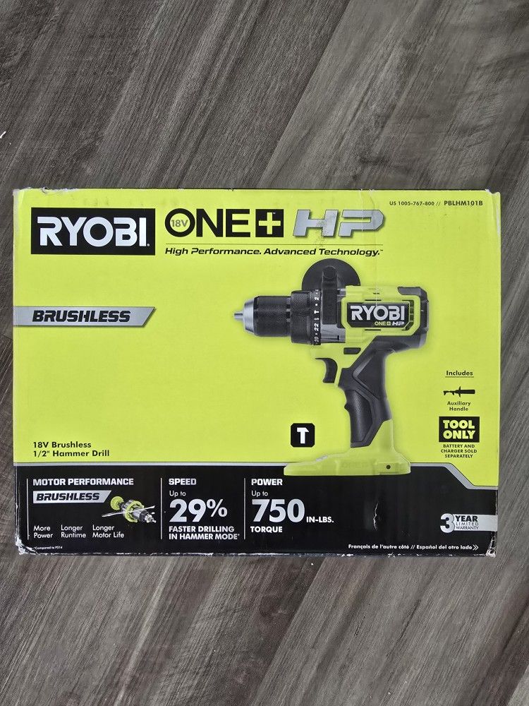 RYOBI ONE+ HP 18V Brushless Cordless 1/2 in. Hammer Drill (Tool Only)