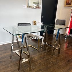 Polished Nickel and Glass Desk
