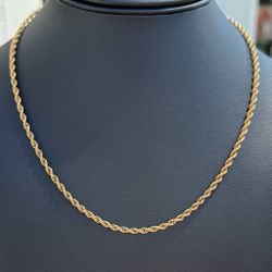 Jewelry 14k yellow gold Rope necklace chain 18" 2.70mm width
