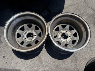 Two 15x10 Chrome Wagon Wheels 5 on 4.75 inches