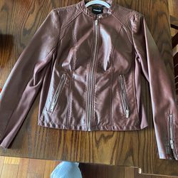 Express Brown Faux Leather Women’s Jacket size Large