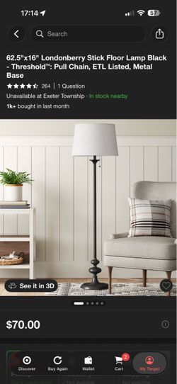 Threshold Londonberry Stick Floor Lamp Black
