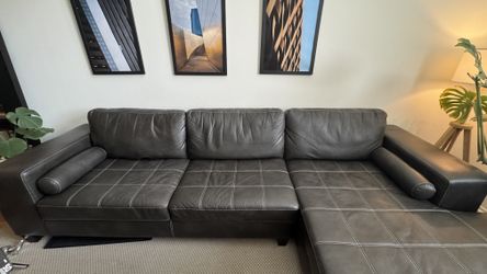 (MOVE OUT SALE) Black Couch with Built in Chaise