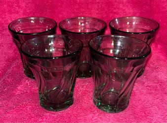Fostoria Jamestown 8oz 4.25” Green Glass Tumbler Set of 5 FLAWLESS! RARE! DISCONTINUED!