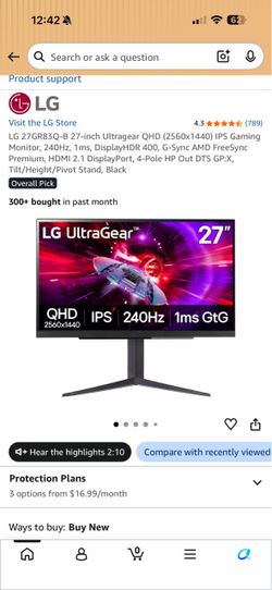 LG monitor 27 inch 1440p gaming monitor