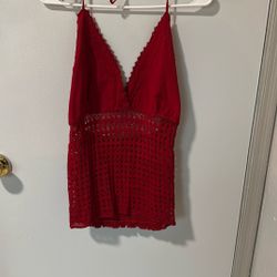 Red Embroided Top Size L