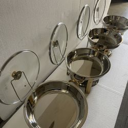 4 Pack Round Chafing Dish Buffet Stainless Steel 5 Quart