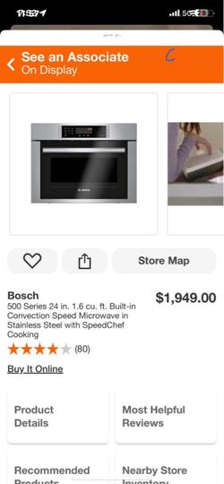 Bosch 500 Series 24 in. 1.6 cu. ft. Built-in Convection Speed Microwave in Stainless Steel with SpeedChef Cooking  New condition in box