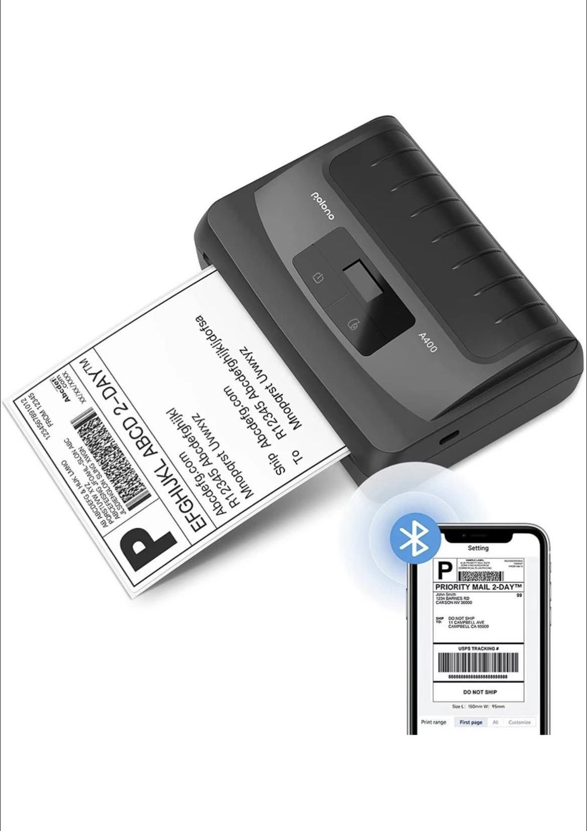 Bluetooth Thermal Label Printer - 4x6 Label Printer for Small Business Shipping Packages - Portable Printer Wireless Printer for iPhone, Android
