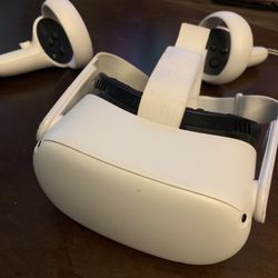 Meta Quest Virtual Reality Goggles And Controllers 