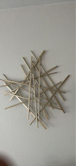 Modern Abstract Gold Metal Rod Wall Art