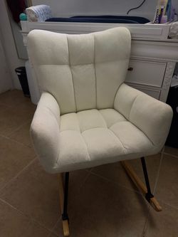 Modern Cream Upholstered Rocking Chair
