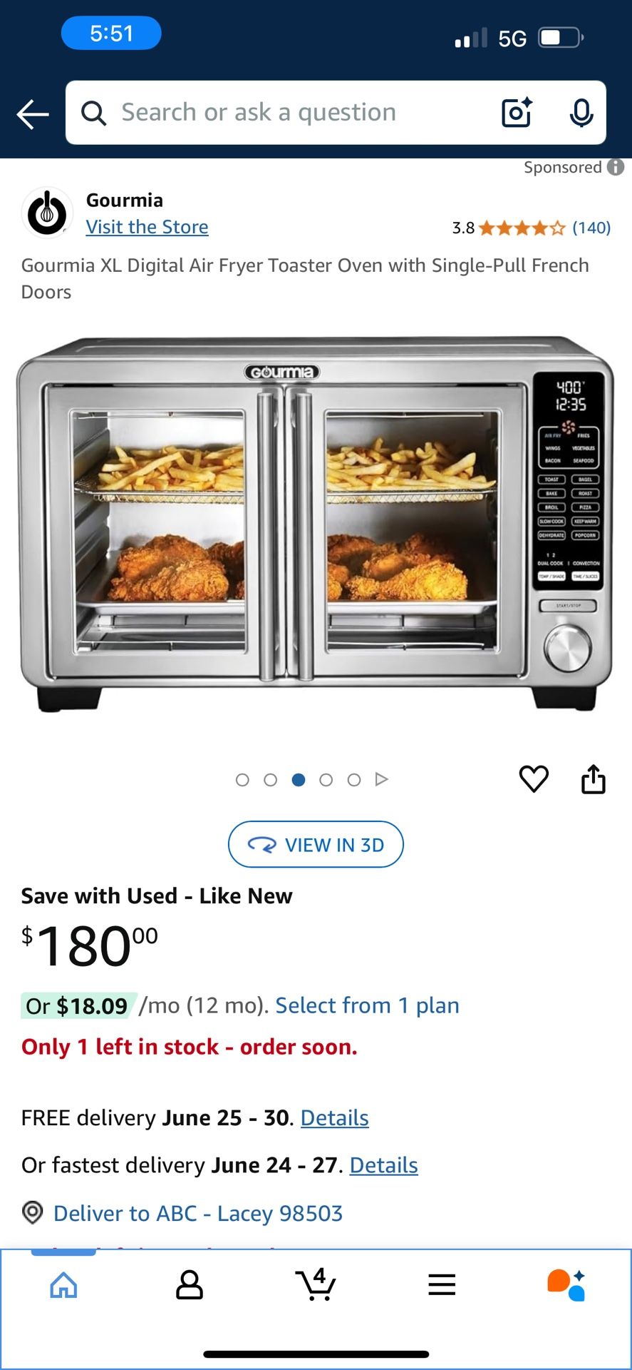 Gourmia XL Digital Air Fryer Toaster Oven