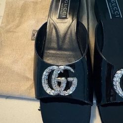 Black MuleSlides with GG Embellishment 
