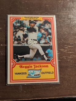 1981 Topps Drake's card number 10 Reggie Jackson.
