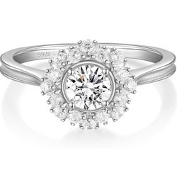 Mameloly 0.8CT 925 Sterling Silver Engagement Rings for Women Flo