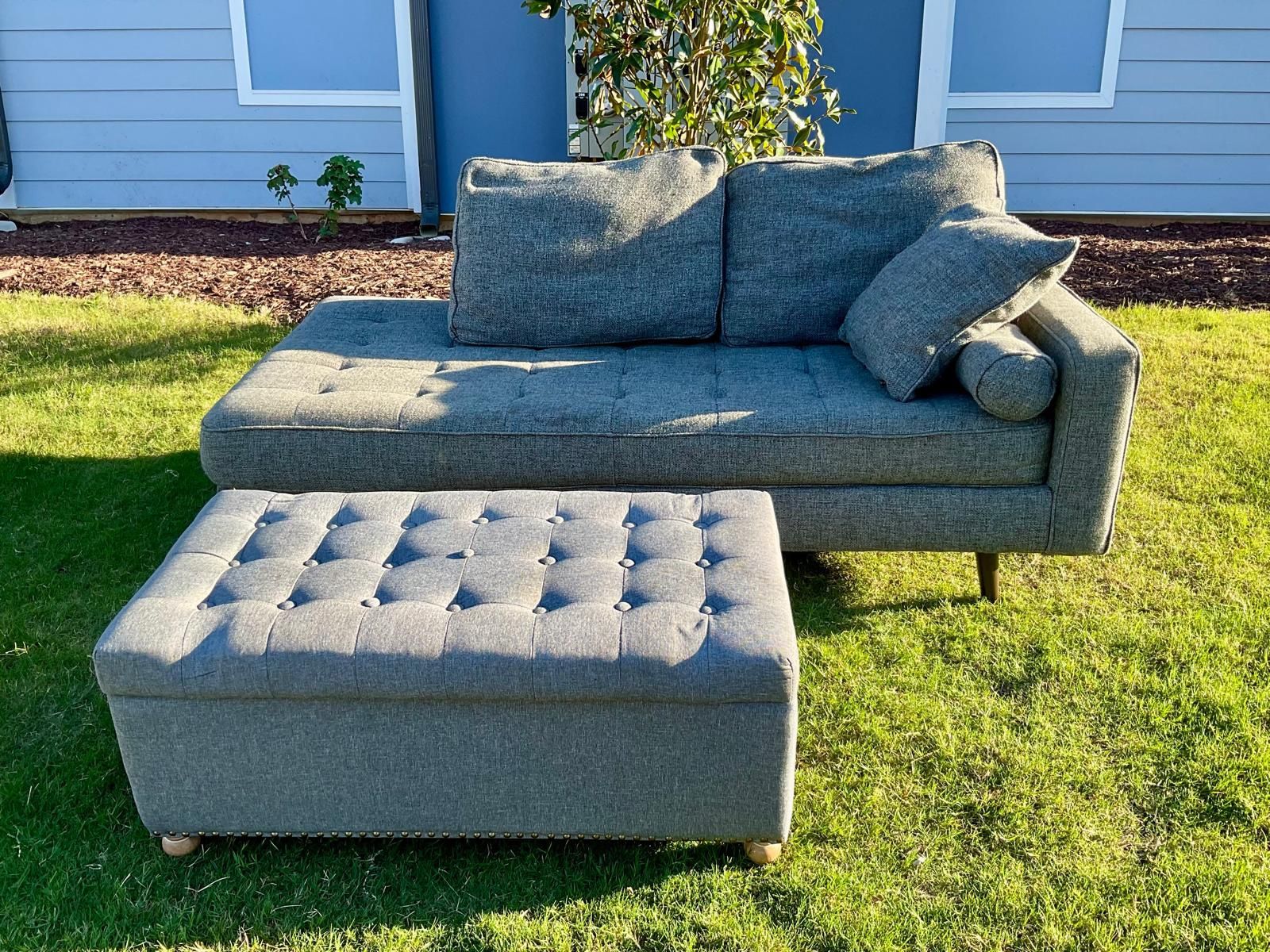 Gray Chase & Ottoman