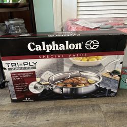 BNIB calphalon 5 qt sauté pan and cover , retail $190, priced to sell