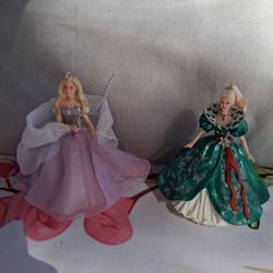 2 Vintage Barbie Style Christmas Ornaments 