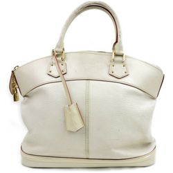 Authentic Louis Vuitton Lockit PM M91887 White Suhali HandBag 11386
