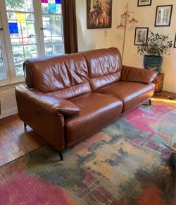 Tobias Bourbon Brown Leather 83" Power Reclining Sofa with USB