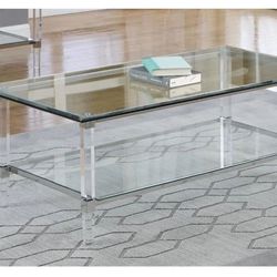Clear Glass Coffee Table with Clear Acrylic Legs