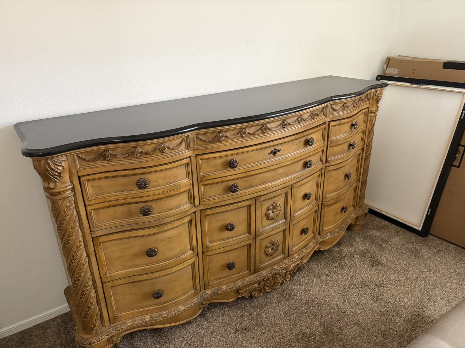 “Ashley South Coast Bedroom Set – Marble Top, Great Condition”