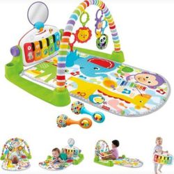 Fisher-Price Baby Gift Set Deluxe Kick & Play Piano Gym & Maracas, Playmat & Musical Toy