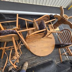 6 Piece Solid Wood Dining Table Set 