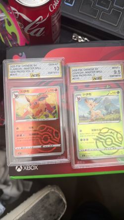 Pokémon Flareon & Leafeon Master Ball Gem Pack Vol. 2 Graded Cards