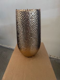 Large Hammered Metal Decorative Vase