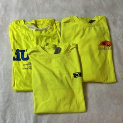 3 men’s neon yellow long sleeve short sleeve work shirt size large