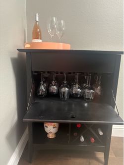 Wooden Black Bar Cabinet