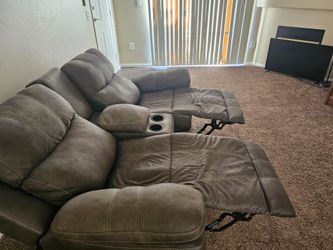 Recliner suede sofa