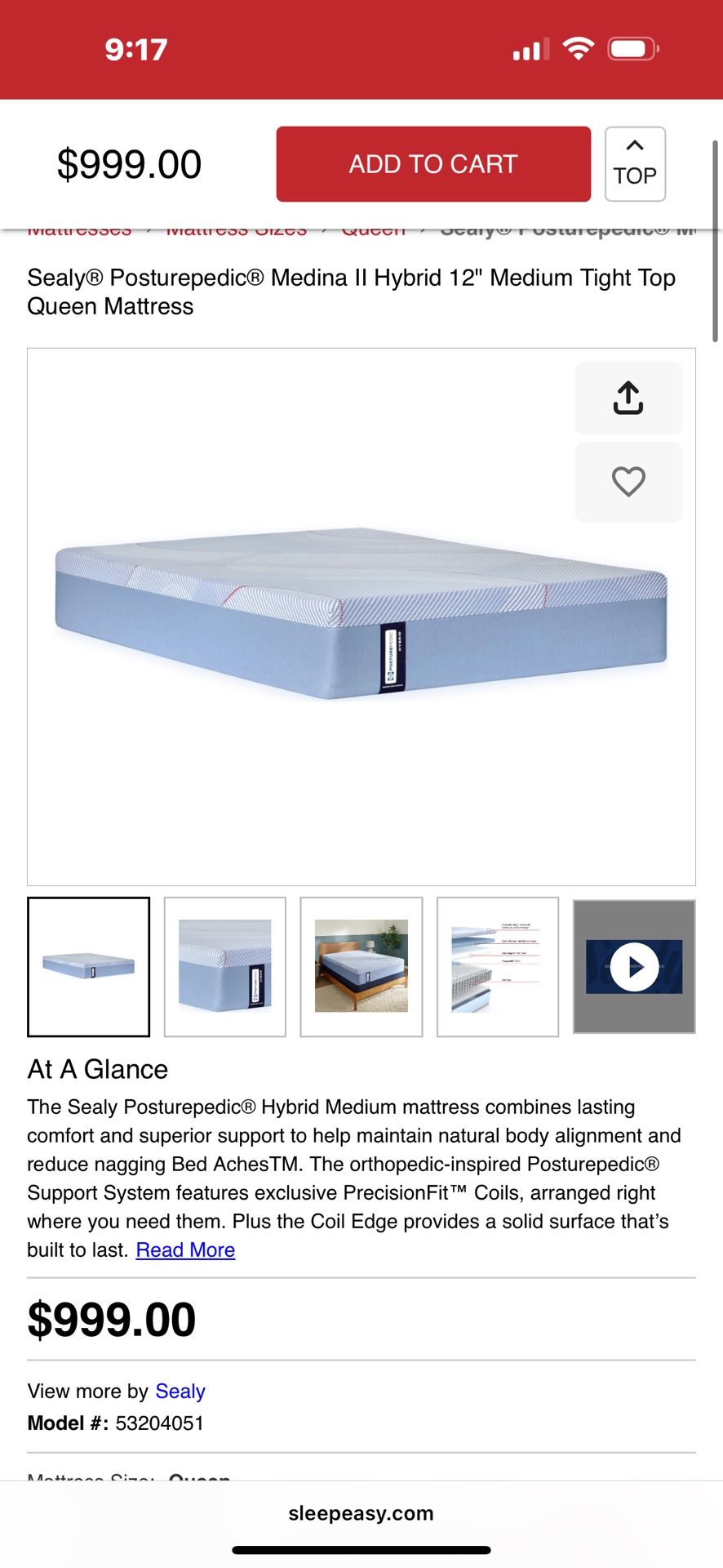 Sealy Posturepedic Queen Size Mattress
