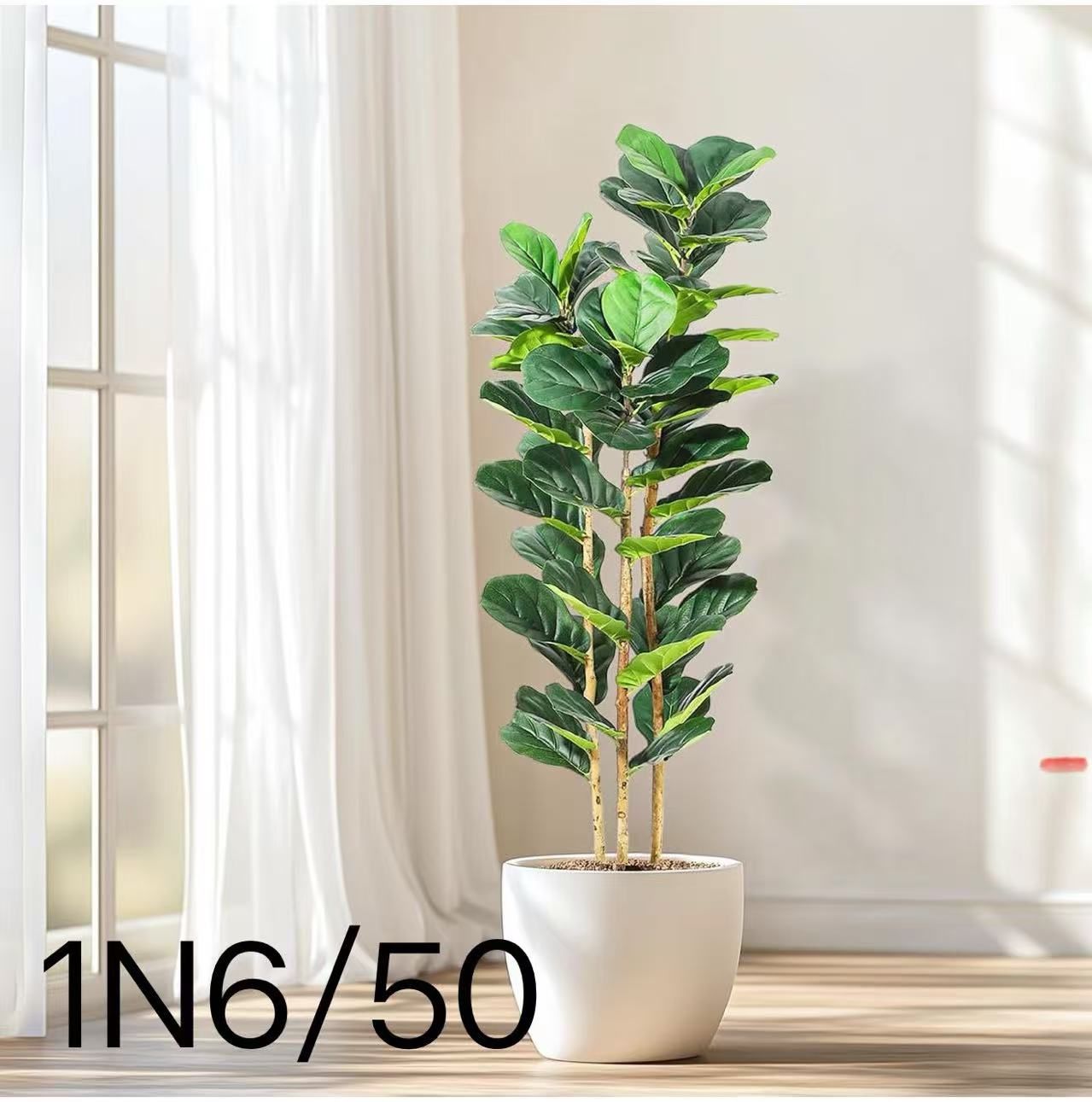 5FT Faux Fiddle Leaf Fig Tree with White Pot, Faux Trees with Artificial Plants 56 Fiddle Leaves Greenery - Lifelike Fake Tree for Home Office Store R