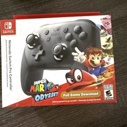 Nintendo Switch Pro Controller with Mario Odyssey Download Code NEW and SEALED