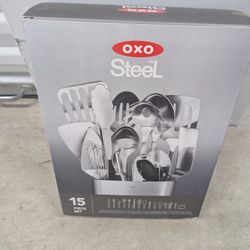 OXO Good Grips 15-Piece Everyday Kitchen Utensil Set, Silver