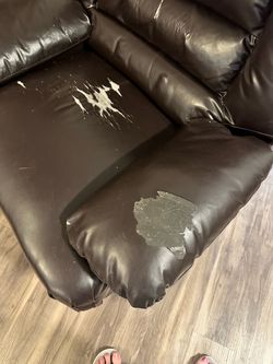 Dark Brown Manual Recliner — Upholstery Wear