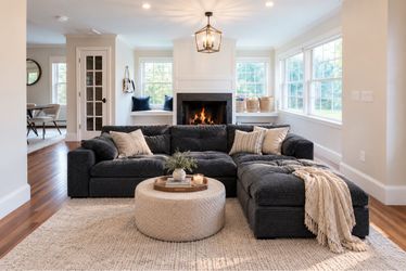 Modular Sectional Sofa, 102" L-Shaped Corduroy Couch, Set of Soft Upholstered Cloud Couch with Ottoman
