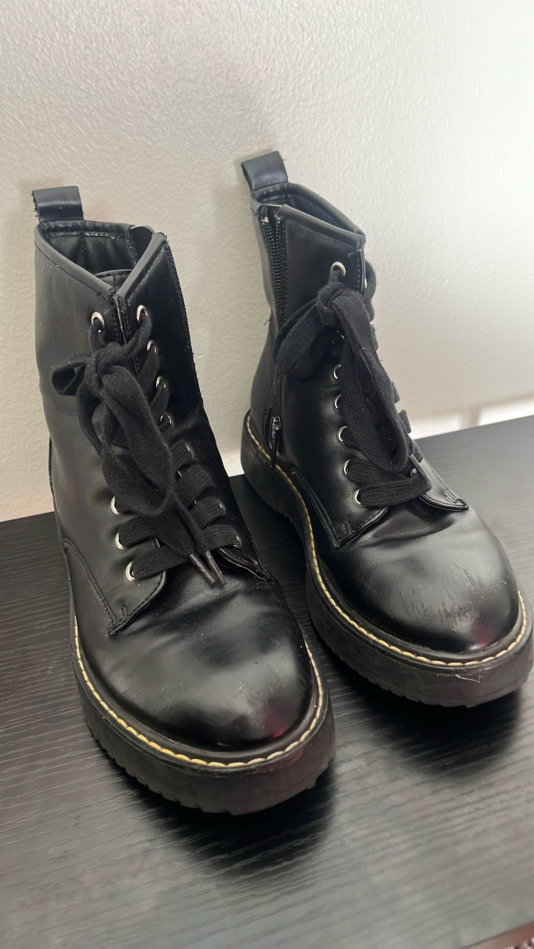 Madden Girl Black Kurtt Ankle Combat Boots Sz 6