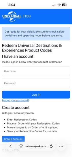 Universal studios tickets