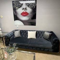 Oslo Dark Gray Velvet Sofa