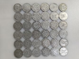 Group of 36 British 50% Silver 6 Pence Coins