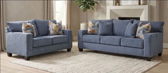 Brand New Blue Super Plush Sofa & Loveseat (Pillows Included)