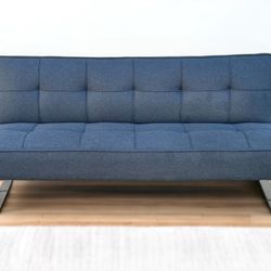 Serta by Lifestyle Solutions Gray Tufted Futon w/ Chrome Legs