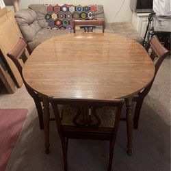Ethan Allen Oval Table & Duncan Phife Set Of 4 Chairs Harp Back Antique 