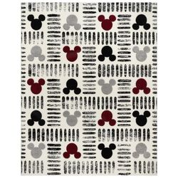 Disney Bravo Mickey Mouse Strokes Modern Geometric Ivory Indoor Area Rug, 8x10